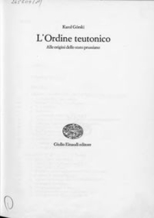 L'Ordine teutonico : all origini dello stato prussiano