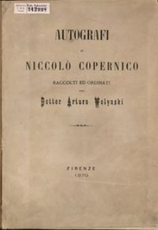 Autografi di Niccolo Copernico : raccolti ed ordinati