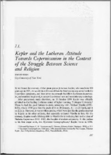 Kepler and the Lutheran attitude toward Copernicanism in the context of the struggle between science and religion