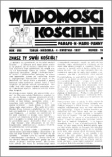 Wiadomości Kościelne : przy kościele N. Marji Panny 1936-1937, R. 8, nr 19