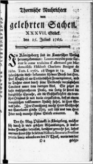 Thornische Nachrichten von Gelehrten Sachen, 1765.07.15 nr 37