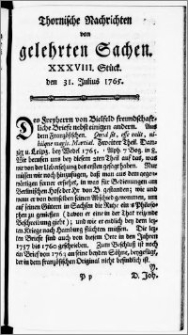 Thornische Nachrichten von Gelehrten Sachen, 1765.07.31 nr 38