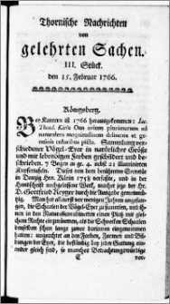 Thornische Nachrichten von Gelehrten Sachen, 1766.02.15 nr 3