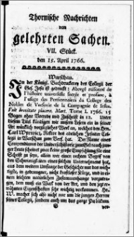 Thornische Nachrichten von Gelehrten Sachen, 1766.04.15 nr 7