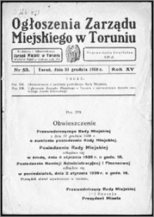 Ogłoszenia Zarządu Miejskiego w Toruniu 1938, R. 15, nr 53