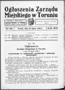Ogłoszenia Zarządu Miejskiego w Toruniu 1939, R. 16, nr 29