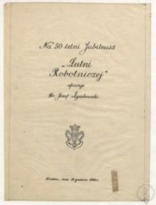 Na 50 letni jubileusz "Lutni Robotniczej" ofiarowuje Józef Życzkowski