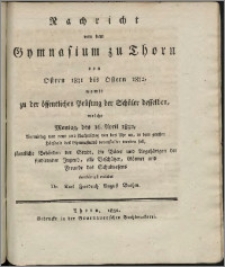 Nachricht von dem Gymnasium zu Thorn von Ostern 1831 bis Ostern 1832