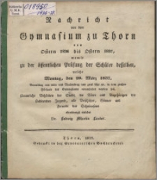 Nachricht von dem Gymnasium zu Thorn von Ostern 1836 bis Ostern 1837
