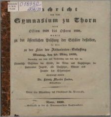 Nachricht von dem Gymnasium zu Thorn von Ostern 1838 bis Ostern 1839