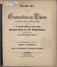 Nachricht von dem Gymnasium zu Thorn von Michaelis 1852 bis Michaelis 1853