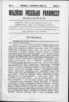 Wileński Przegląd Prawniczy 1930, R. 1 nr 1