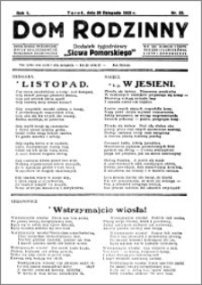 Dom Rodzinny : dodatek tygodniowy Słowa Pomorskiego, 1925.11.20 R. 1 nr 23