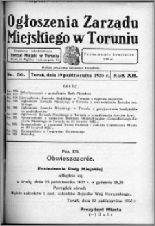 Ogłoszenia Zarządu Miejskiego w Toruniu 1935, R. 12, nr 36