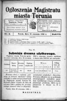 Ogłoszenia Magistratu Miasta Torunia 1930, R. 7, nr 4