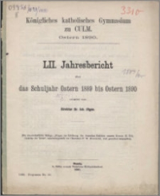 Jahresbericht über das Schuljahr Oster 1889 bis Ostern 1890