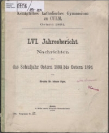 Jahresbericht, Nachrichten über das Schuljahr Oster 1893 bis Ostern 1894
