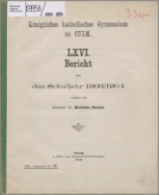 Bericht über das Schuljahr 1903/1904