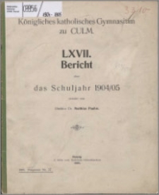 Bericht über das Schuljahr 1904/1905