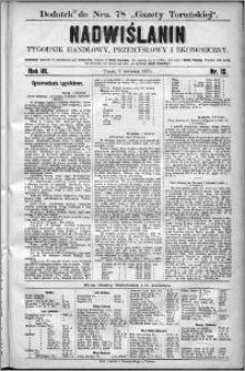 Nadwiślanin : tygodnik handlowy, przemysłowy i ekonomiczny 1875, R. 3 nr 12