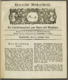 Thornische Wochenschrift 1825, Nro. 4 + Beilage