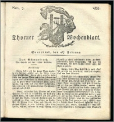 Thorner Wochenblatt 1835, Nro. 7 + Beilage