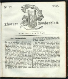 Thorner Wochenblatt 1838, Nro. 27 + Beilage, Thorner wöchentliche Zeitung