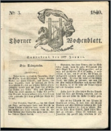 Thorner Wochenblatt 1840, Nro. 3 + Beilage, Thorner wöchentliche Zeitung