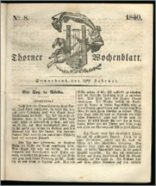 Thorner Wochenblatt 1840, Nro. 8 + Beilage, Thorner wöchentliche Zeitung