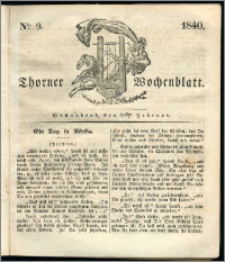 Thorner Wochenblatt 1840, Nro. 9 + Beilage, Thorner wöchentliche Zeitung