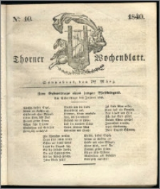 Thorner Wochenblatt 1840, Nro. 10 + Beilage, Thorner wöchentliche Zeitung