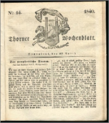 Thorner Wochenblatt 1840, Nro. 14 + Beilage, Thorner wöchentliche Zeitung