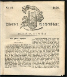 Thorner Wochenblatt 1840, Nro. 19 + Beilage, Thorner wöchentliche Zeitung