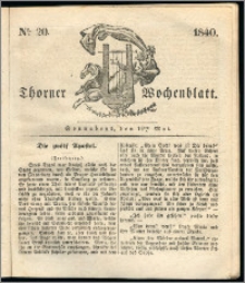 Thorner Wochenblatt 1840, Nro. 20 + Thorner wöchentliche Zeitung