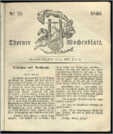 Thorner Wochenblatt 1840, Nro. 29 + Beilage, Thorner wöchentliche Zeitung