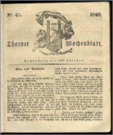 Thorner Wochenblatt 1840, Nro. 43 + Beilage, Thorner wöchentliche Zeitung