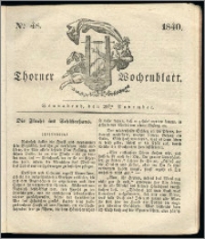 Thorner Wochenblatt 1840, Nro. 48 + Beilage, Thorner wöchentliche Zeitung