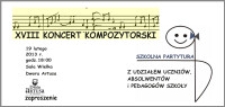 XVIII Koncert Kompozytorski : Szkolna Partytura : 19 lutego 2013 : zaproszenie