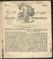 Thorner Wochenblatt 1841, Nro. 1 + Beilage