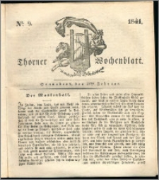 Thorner Wochenblatt 1841, Nro. 9 + Beilage, Thorner wöchentliche Zeitung