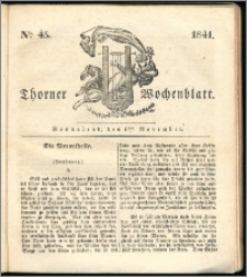 Thorner Wochenblatt 1841, Nro. 45 + Beilage, Thorner wöchentliche Zeitung