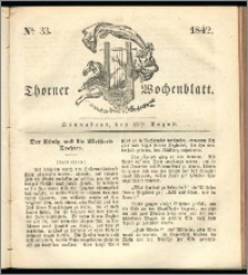 Thorner Wochenblatt 1842, No. 33 + Beilage, Thorner wöchentliche Zeitung