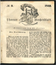 Thorner Wochenblatt 1843, No. 3 + Beilage, Thorner wöchentliche Beitung