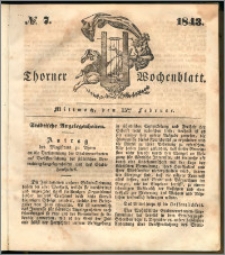 Thorner Wochenblatt 1843, No. 7 + Beilage, Thorner wöchentliche Beitung