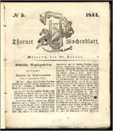 Thorner Wochenblatt 1844, No. 5 + Beilage