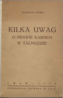 Kilka uwag o prawie karnym w Talmudzie