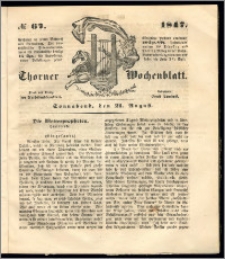 Thorner Wochenblatt 1847, No. 67 + Beilage