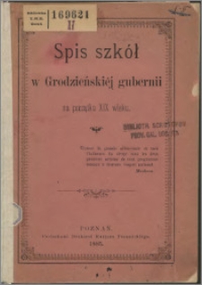 Spis szkół w Grodzieńskiej guberni na początku XIX wieku