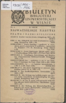 Biuletyn Biblioteki Uniwersyteckiej w Wilnie 1935/1936 nr 4