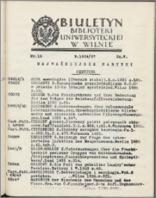 Biuletyn Biblioteki Uniwersyteckiej w Wilnie 1936/1937 nr 16